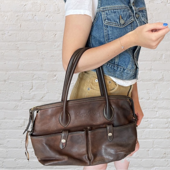 COPY - Dooney & Bourke Genuine Florentine Vacchetta dark brown leather satchel,… - Picture 2 of 12